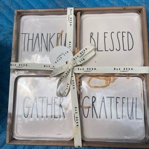 Rae Dunn white set of 4 coasters